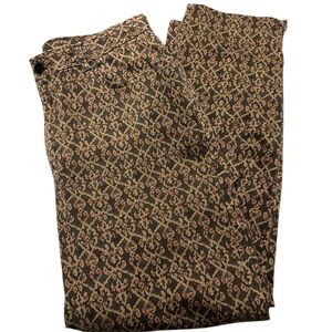 Lauren Ralph Lauren Patterned Straight Leg Pants in Chocolate Brown
